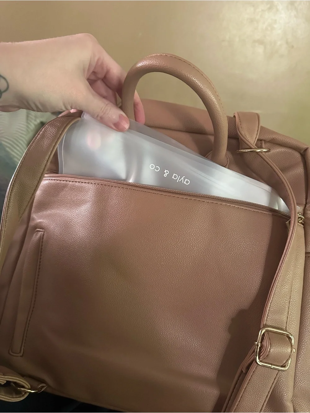 Ayla Vegan Leather Diaper Backpack in Brown